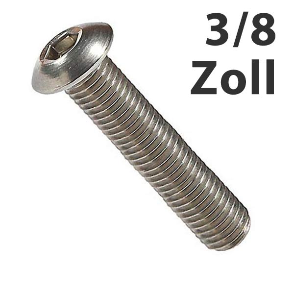Rundkopfschraube 3/8 Zoll UNC Chromstahl A2 38mm Länge